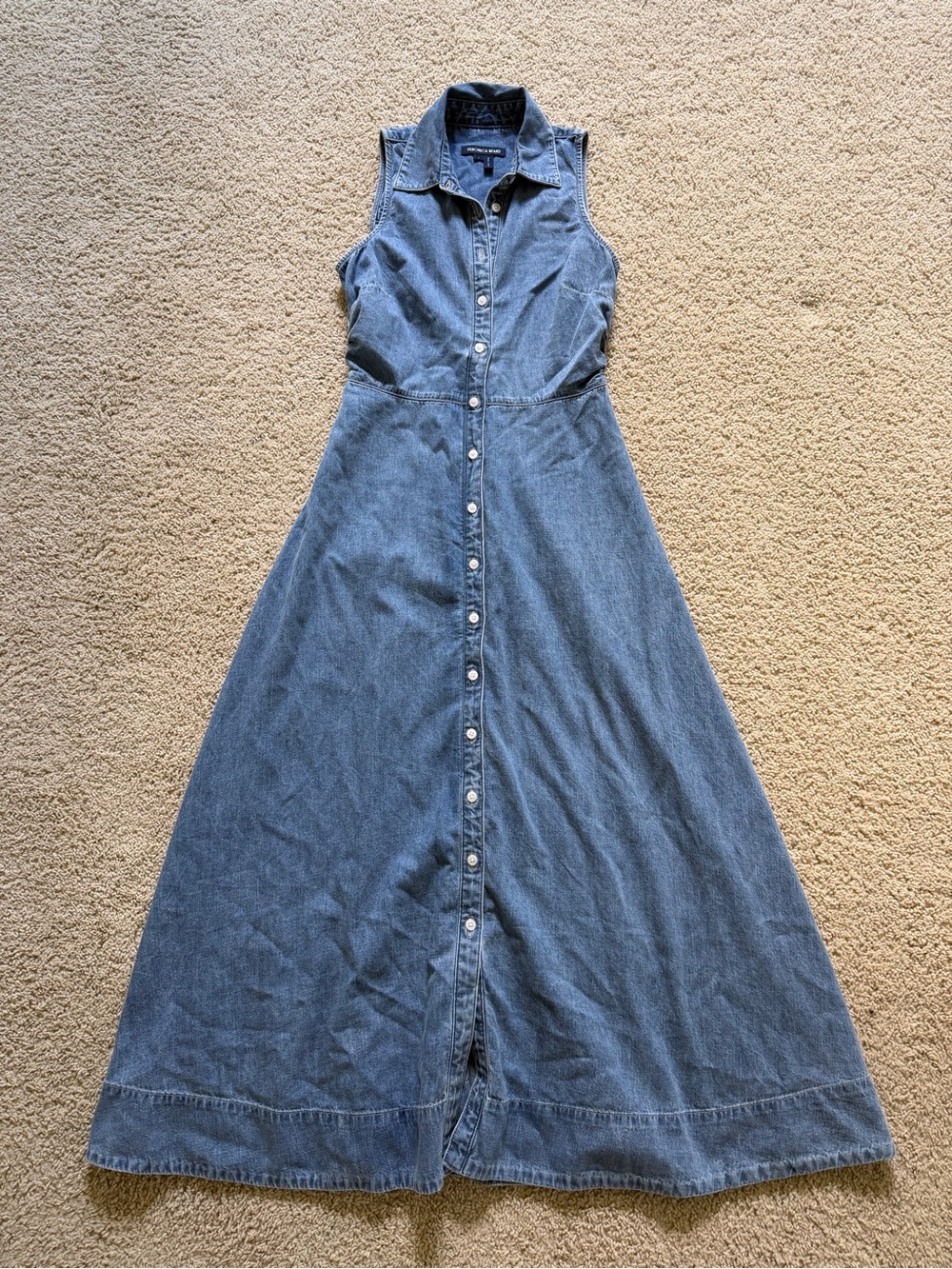 Veronica Beard Fuller Sleeveless Denim Midi Dress Size 2 - Picture 3 of 6